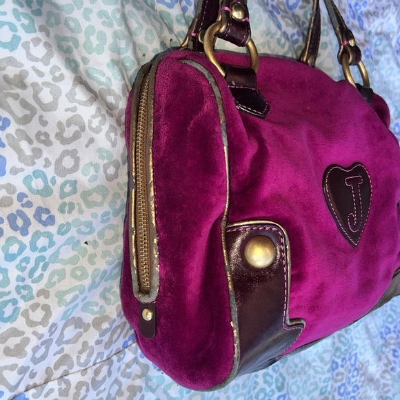 Vintage Purple Juicy Couture Purse Handbag Satchel Bag Y2K Velour Mcbling - Picture 6 of 11